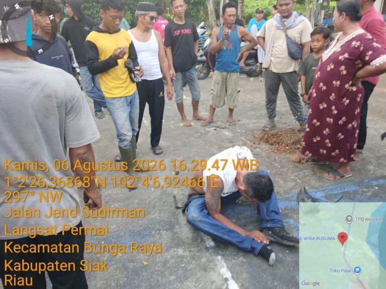 Sempat Diamuk Massa, Maling Motor Ditangkap di Jalan Lintas Siak-Pakning